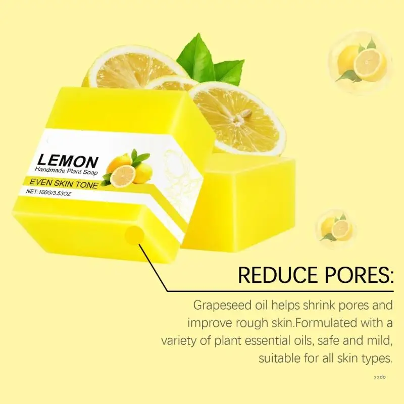 Refreshing Lemon Scent Essential Oil Soap Vitamin C Rich for Brightening Skin Tone 100g Handmade Soap Bar