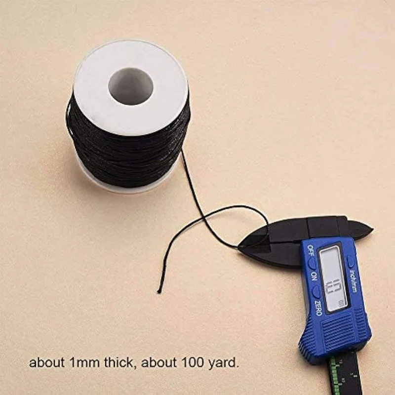 100 Yards 1mm Waxed Cotton Cord, Black Beading Thread
