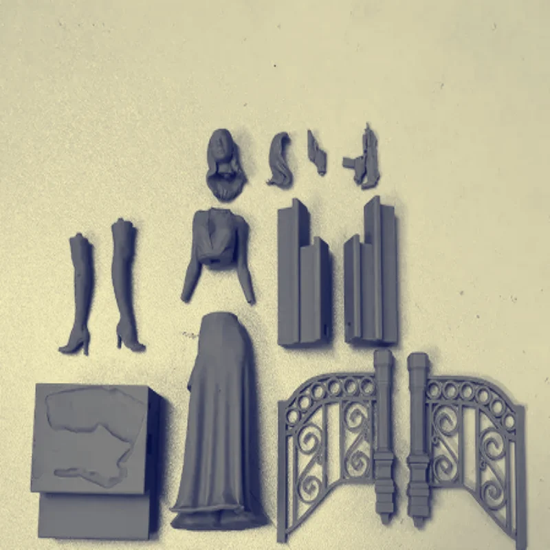 

1/24 Scale Resin Figure Ladies' suspender dress with dual guns in hand Assemble Model Kit Unassembled and Unpainted 3D Statue