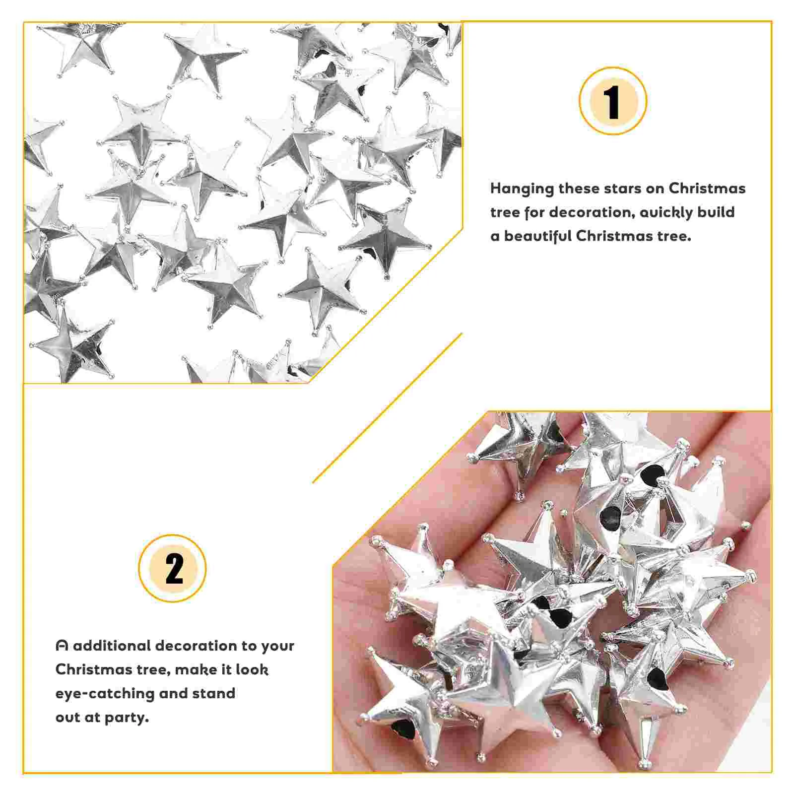 50 Pcs Christmas Tree Top Star Stars Ornament with Hole Eye-catching Decor Home Office Plastic Decorations