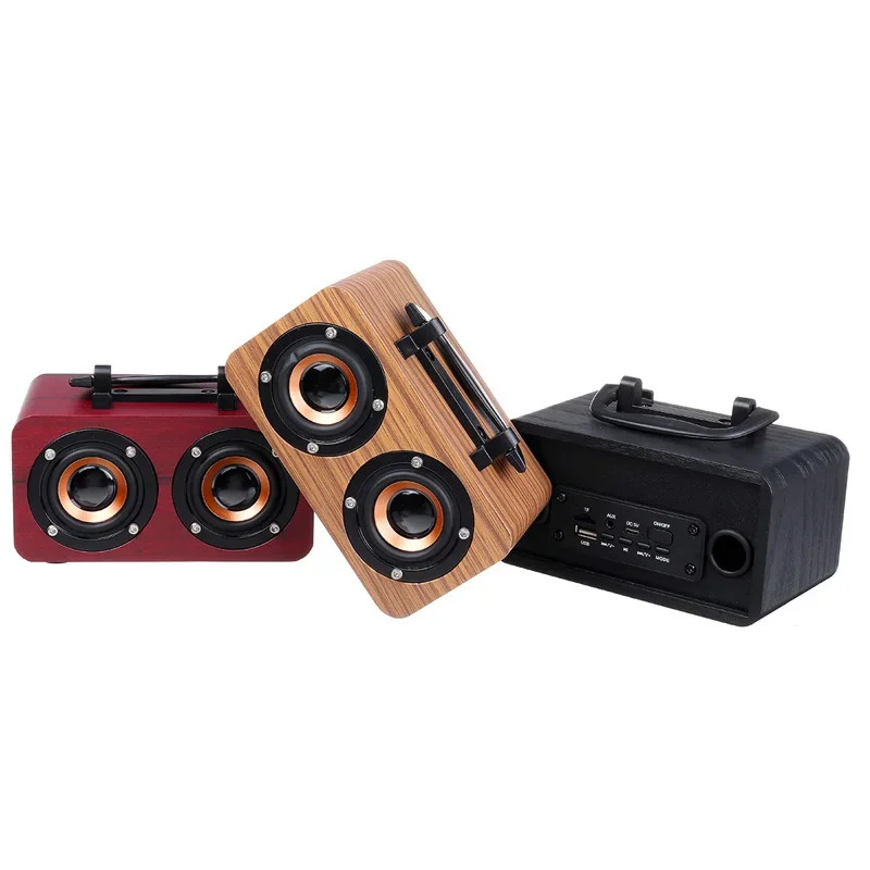 Wooden Wireless Bluetooth Portable Speakers Subwoofer Stereo Bass System Bluetooth Speaker TF USB MP3 Player Home Amplifier