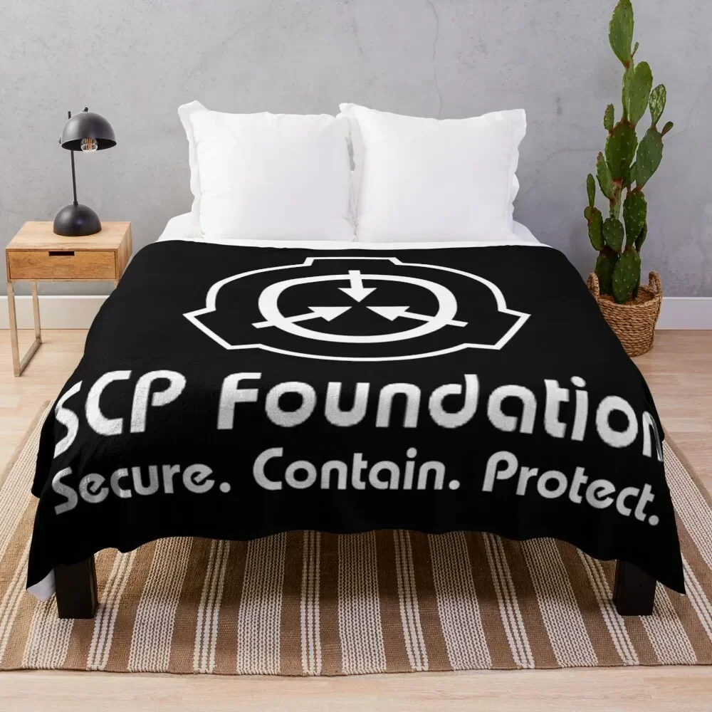 SCP Secure. Contain. Protect (Black) Throw Blanket Thin Soft Blanket for Summer Night Sleeping