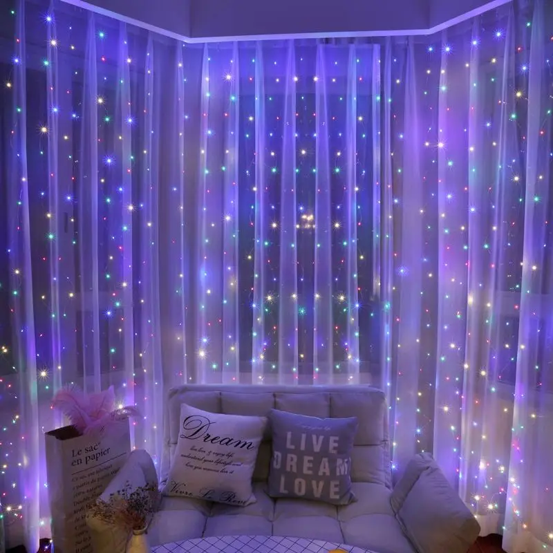 USB Curtain String Lamp Party Birthday LED 3/6M Garland Wedding Fairy Light 8 Mode Christmas Light Wall Decoration Holiday Decor