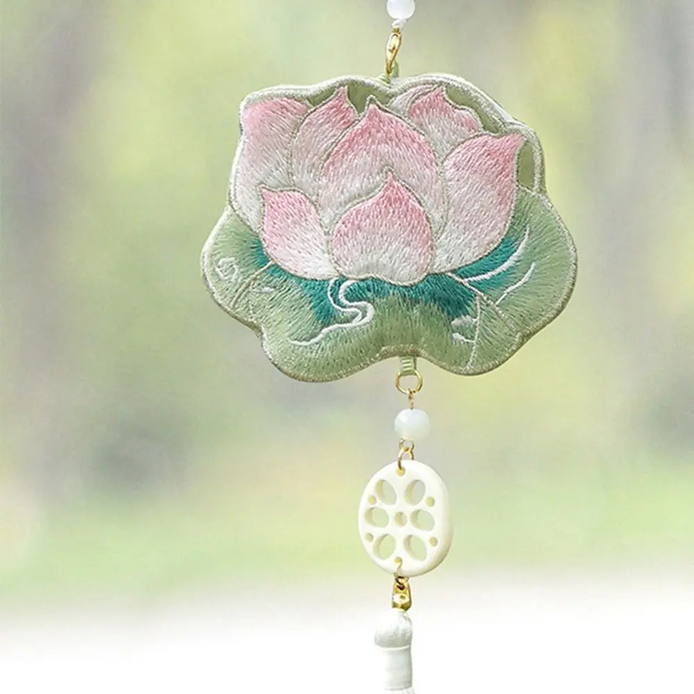

Sweet Embroidery Lotus Shoulder Bag Antique Style Handmade Chinese Hanfu Bag Elegant Sachet Pendant Ancient Style Messenger Bag
