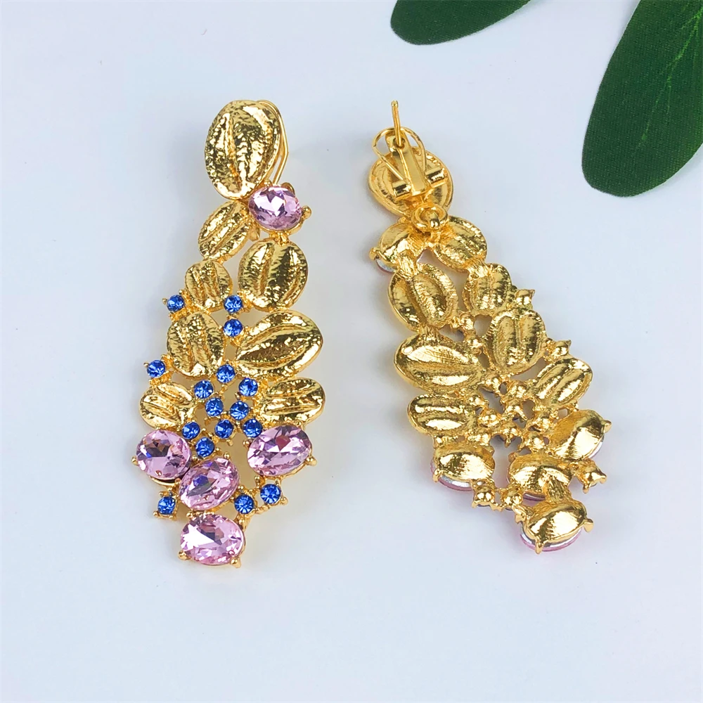 ESALE Vintage Opal Jewelry Set For Women Luxury Design Necklace Earrings Bracelet And Ring 18K Gold Plated Dubai Nigeria Jewelry