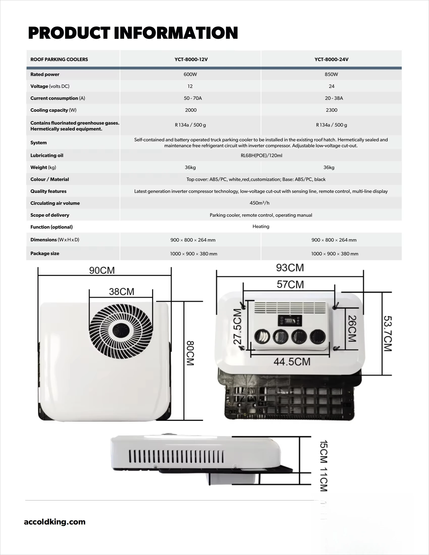 مكيف هواء موفر للطاقة 12 فولت تيار مستمر لوقوف السيارات على السطح لـ RV/الشاحنة #3