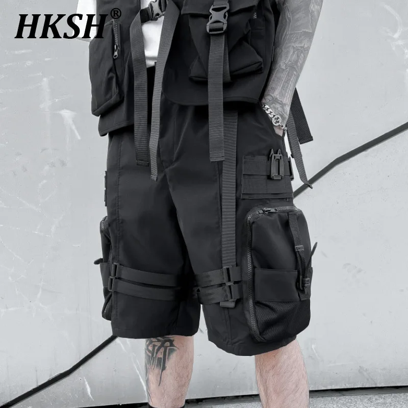 

HKSH Summer New Man Tide Dark Punk Tech Tactical Paratrooper Functional Safari Style Shorts Straight Pockets Trend Capris HK4733