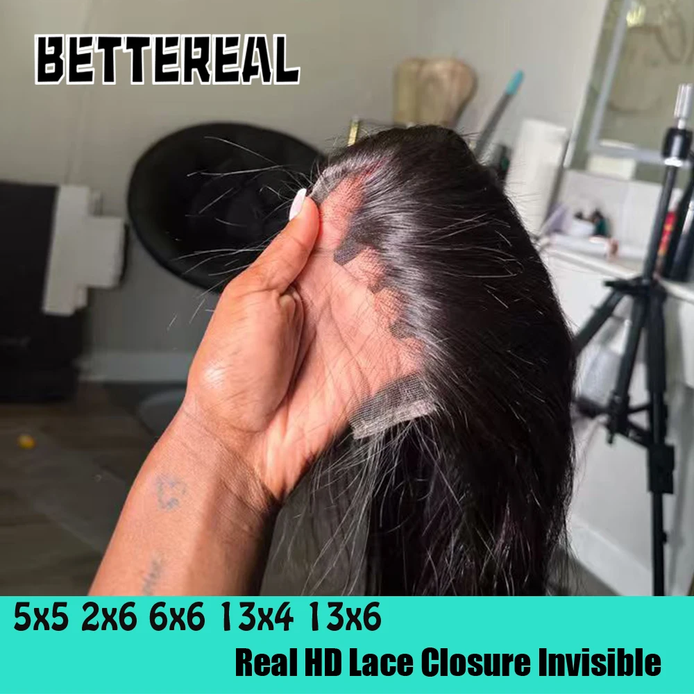 Bettereal Skinlike 5X5 6x6 2x6 HD الدانتيل إغلاق فقط غير مرئية 13x6 HD الدانتيل إغلاق أمامي الشعر البشري البرازيلي 13x4 HD أمامي