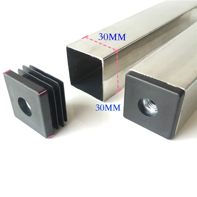 4/10Pcs M6 M8 M10 Black Square/Round Blanking End Caps Pipe Tube Plastic With Nut Hole Cover Furniture Leg Feet Tube Plug