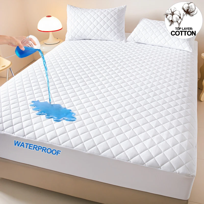 Funda de colchón para el hogar, Protector de colchón impermeable, funda de cama acolchada gruesa, Sábana ajustable transpirable 140x200/160x200