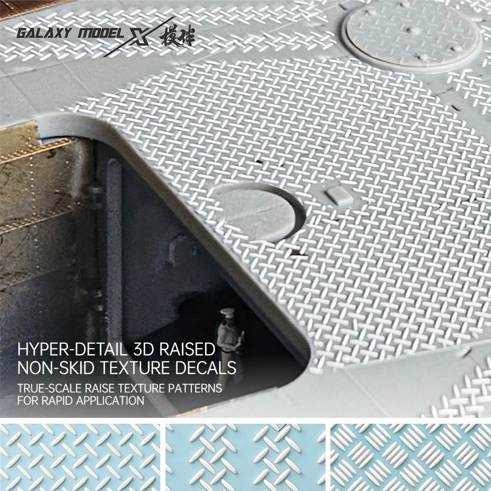 Galaxy Hyper-Detail 3D Raised Non-Skid Texture Decal Sheet for Ship Deck Tank Armor Model Surface Detailing G48158~G48169