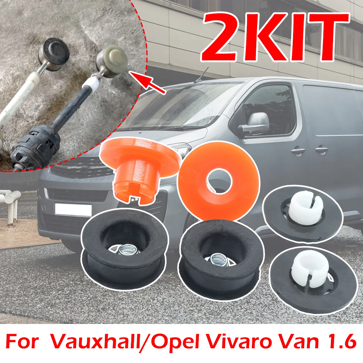 

2kit Gearbox Shifter lever Selector Adapter Grommet Repair kit Cable Linkage End Rod Bushing For Vauxhall/Opel Vivaro Van 1.6