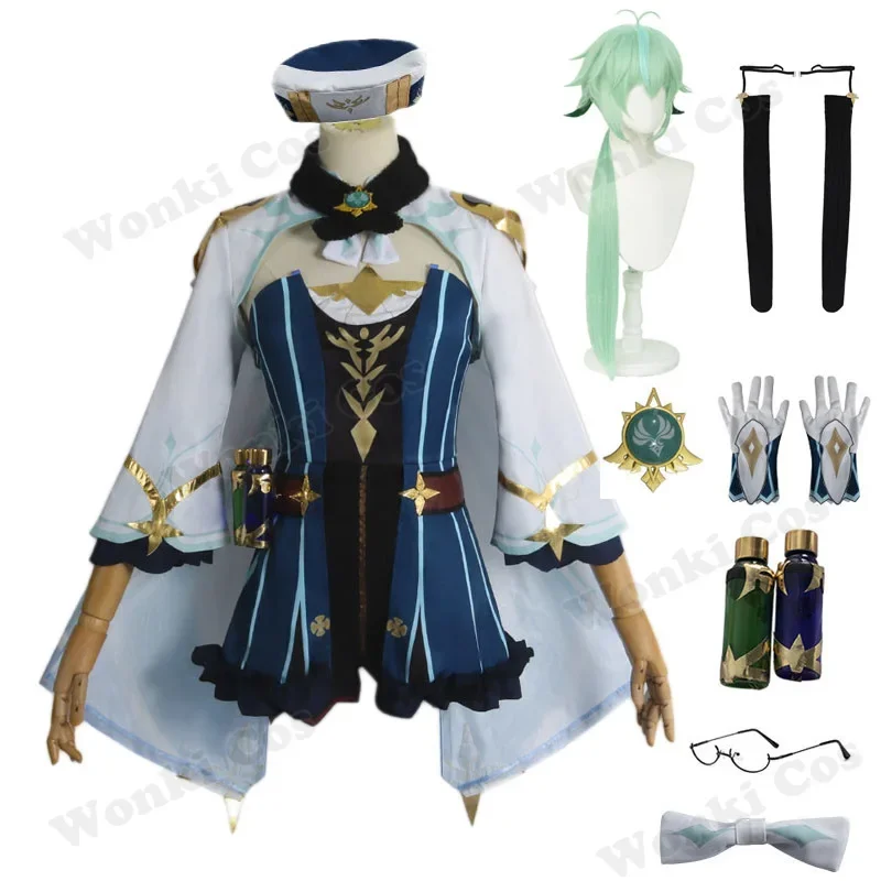 Game Impact Sucrose Cosplay Costume Wig Set Gen Sucrose Cosplay Wig Party Costules