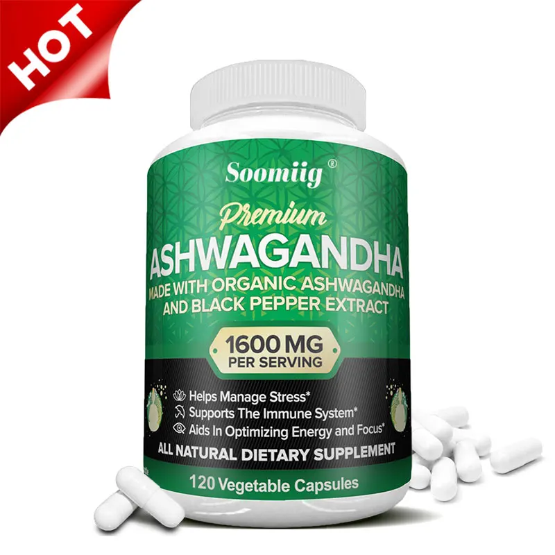 Organic Ashwagandha Capsules Promote Stress Relief, Natural Mood and Focus, Natural Energy Supplement, Unisex