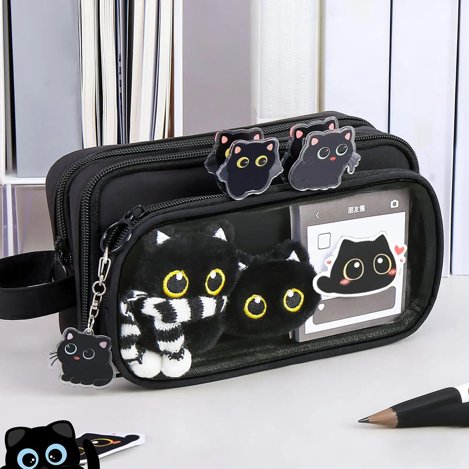 Girls Pencil Case with Gel Pens Sticky Notes Animal Pencil Case Stationery Supplies for Marker School Supplies Kids Teen Girls