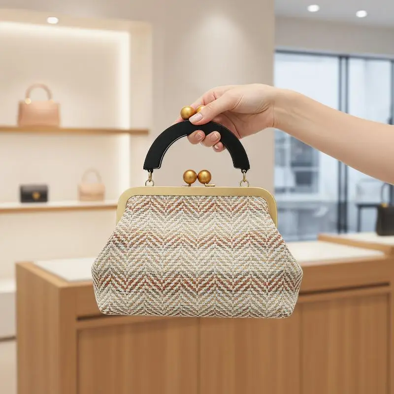 Wooden Handle For Bags Closure Kiss Clasp Purse Frame Women Handbags Woven-bag DIY Handmade Bracket Accessories