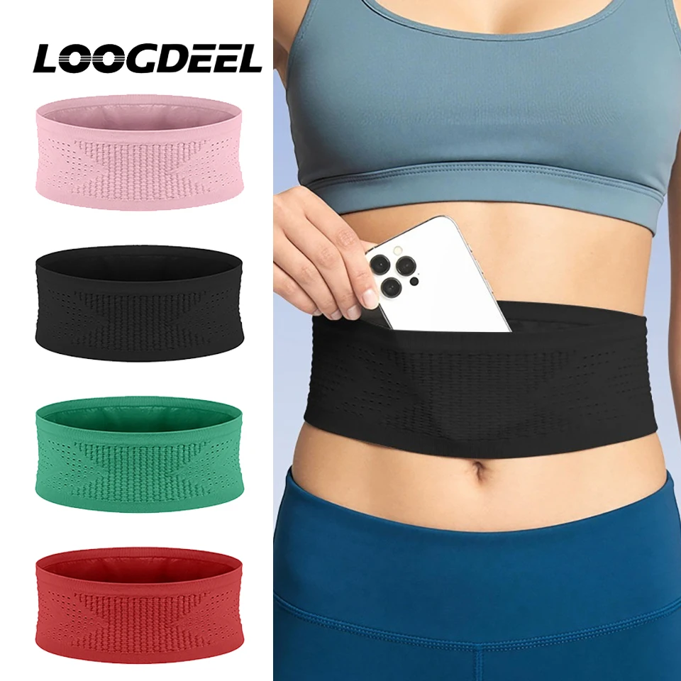 LOOGDEEL Sports Waist Bag Lightweight Breathable Large Capacity Seamless High Elasticity Multifunctional Mobile Phone Bag
