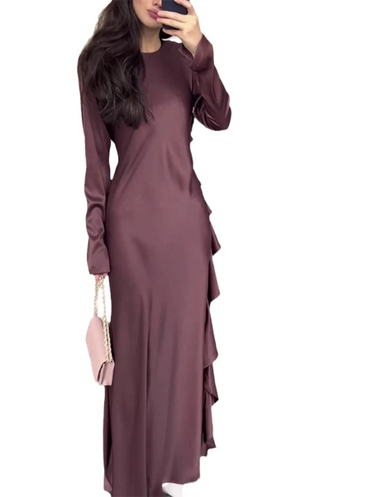 Solid Dress Eid musulmano Abaya abiti da donna Ramadan marocco Dubai caftano Islam Party Abaya abiti abito lungo arabo Jalabiya 2024