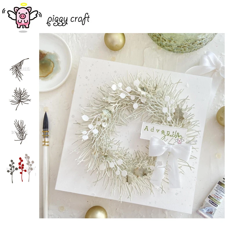 Piggy Craft metal cutting dies cut die mold Christmas Needle Branch Scrapbook paper craft knife mould blade punch stencils dies