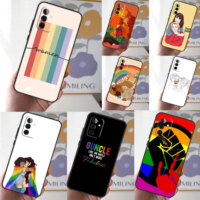 Rainbow Lesbian Pride Gay LGBT Phone Case For Samsung Galaxy A15 A25 A35 A55 A54 A34 A14 A13 A33 A53 A12 A32 A52 A71 A51