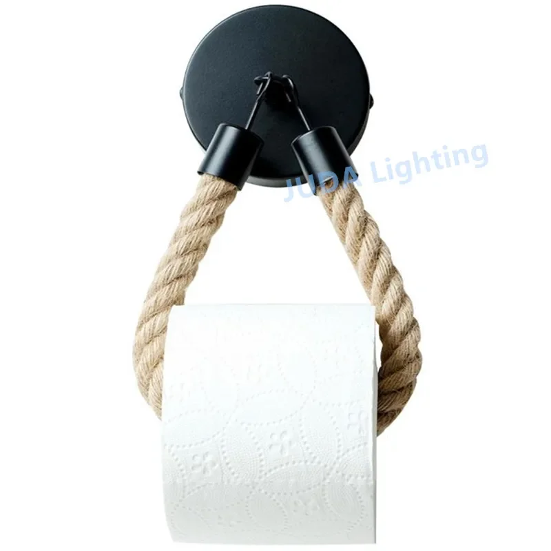 Hotel Roll Paper Holder Vintage Towel Hanging Rope Toilet Paper Holder Wall Mount Toilet Paper Holder for Home Bathroom Decor