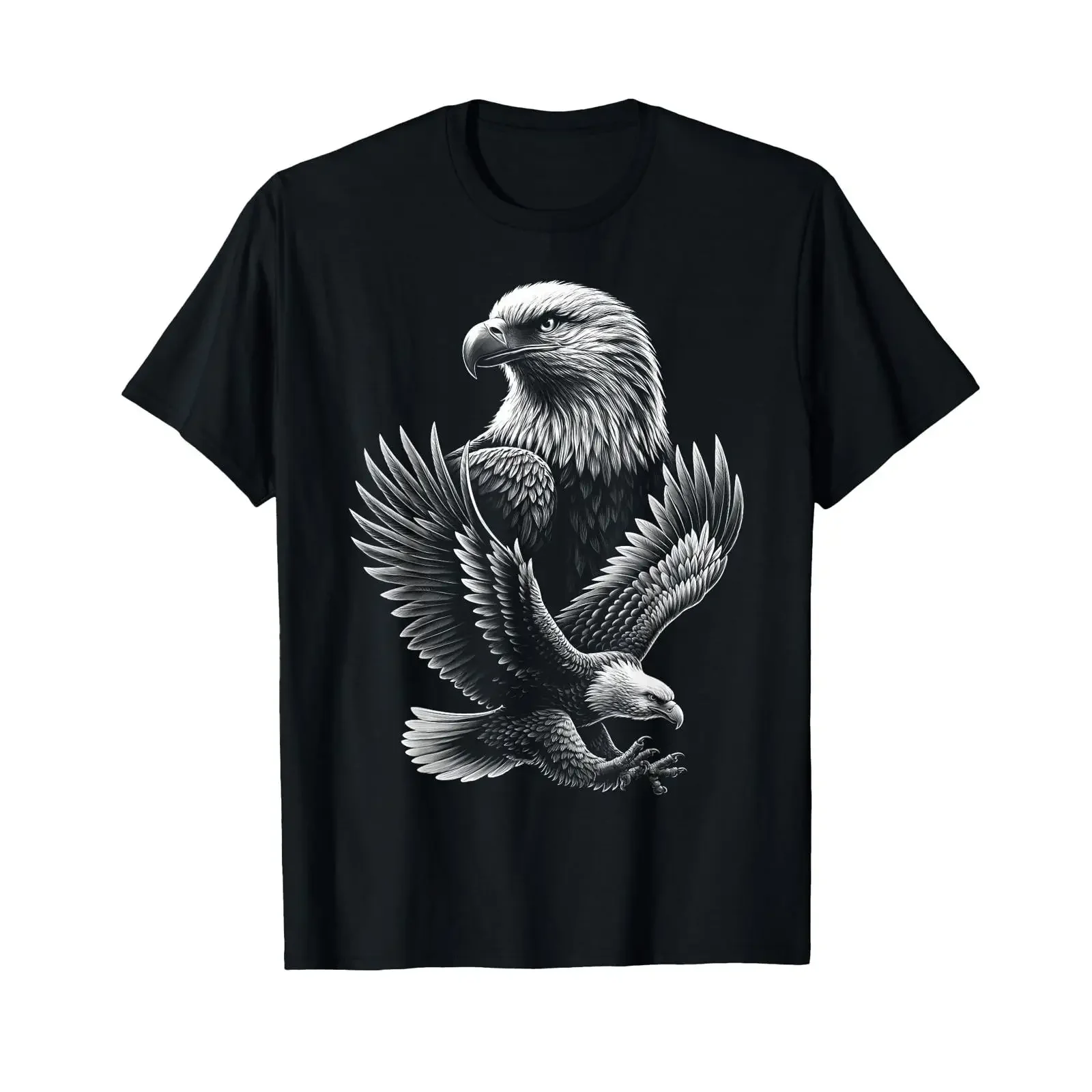 Cool Eagle in Flight and Proud Pose Portrait T Shirt black vintage Washed streetwear Stylish Unisex Comfortable graphic