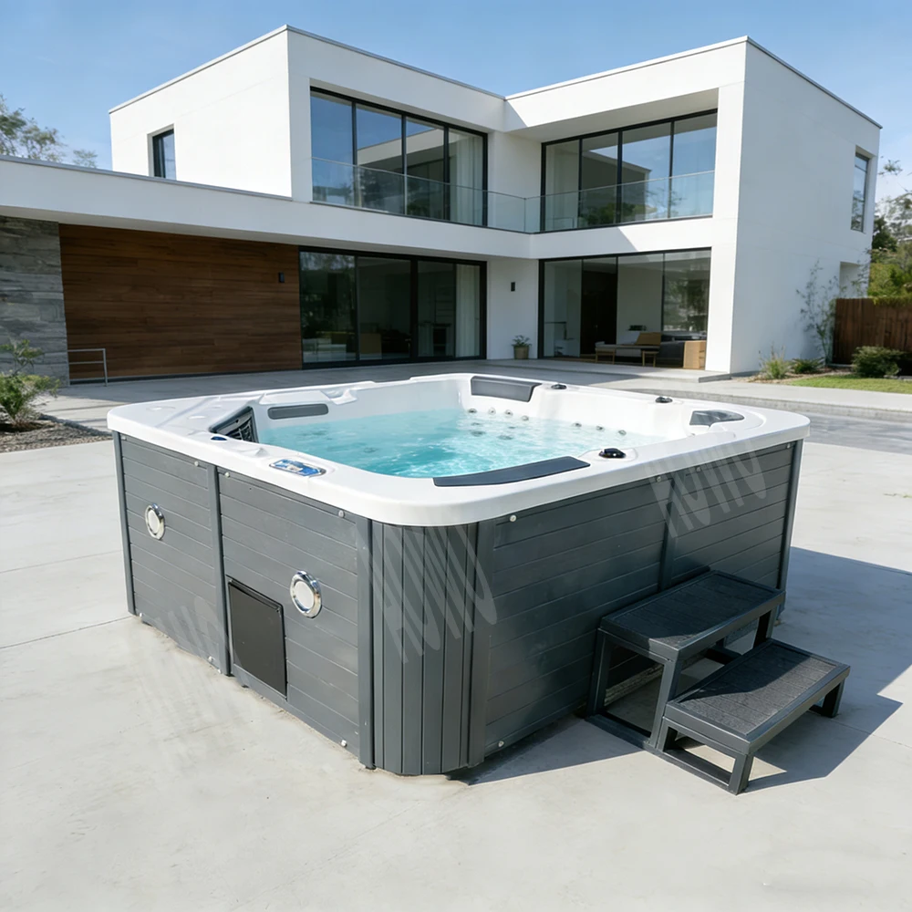 Outdoor Swimming Spa Pool Spa Tubs Sauna Room Balboa 6 Person Spa Tub Hot Tube Outdoor With Heater Custom Black