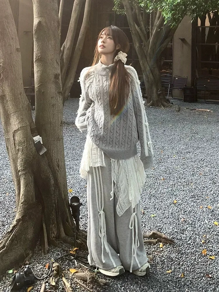 

American Sle Lace Splice Irregular White Skirt Women Early Autumn Small Size High Waist Slim ort Skirts