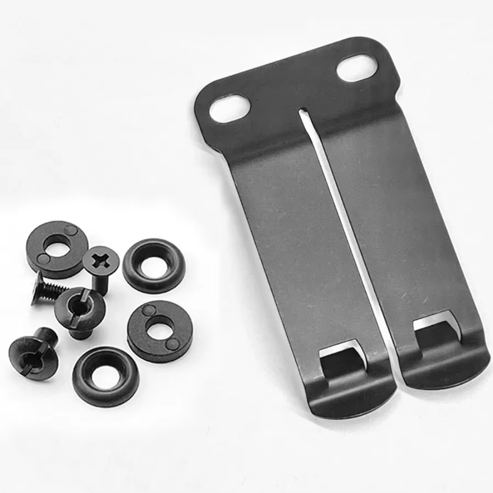 Knife Carry Pocket Clip Assembly Kit Metal Belt Clip with Screws & Rubber Washers for EDC Folding Knives