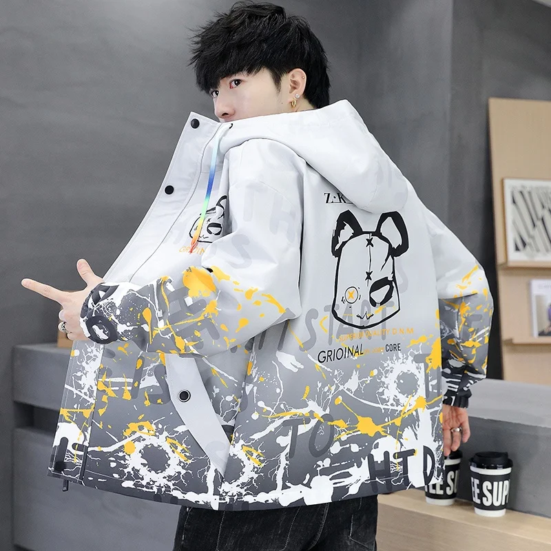 

Мужская куртка Adient Color: весенне-осенняя, свободного кроя, повседневная, молодежная, с капюшоном, на молнии, с длинными рукавами, немнущаяся верхняя одежда