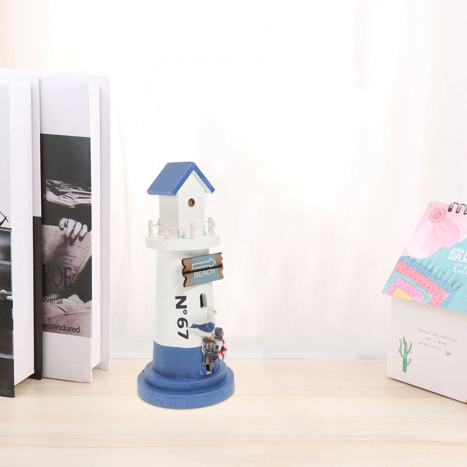 

Wooden Lighthouse Small Desktop nament Mediterranean Nautical Lighthouse Decoration Style Christmas Birthday Gift