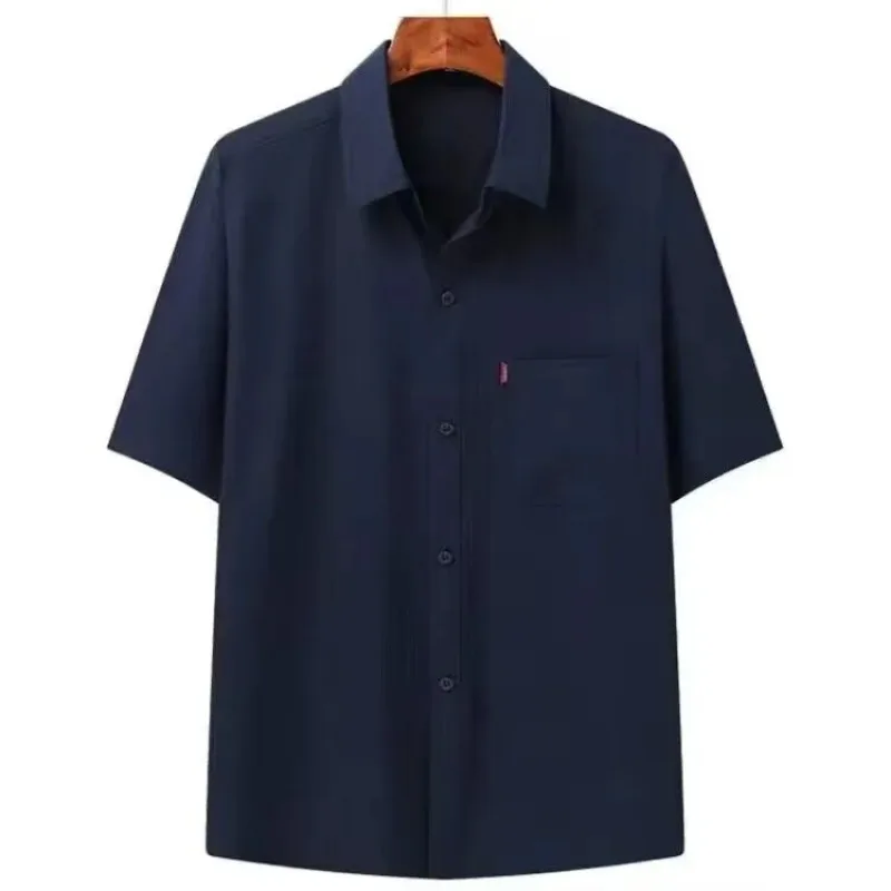 

Men's Ice Silk Short Sleeve Shirt for Elderly Casual Summer Blouse