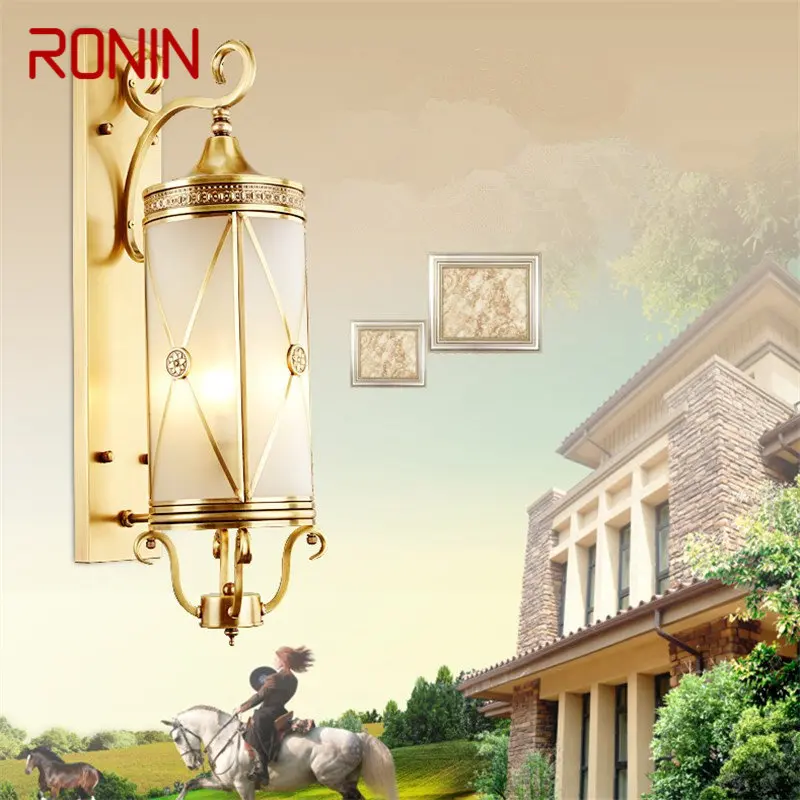 RONIN-Nordic Outdoor Brass Wall Light, Lâmpada LED de cobre, Design criativo, Decoração para casa, pátio, corredor, corredor