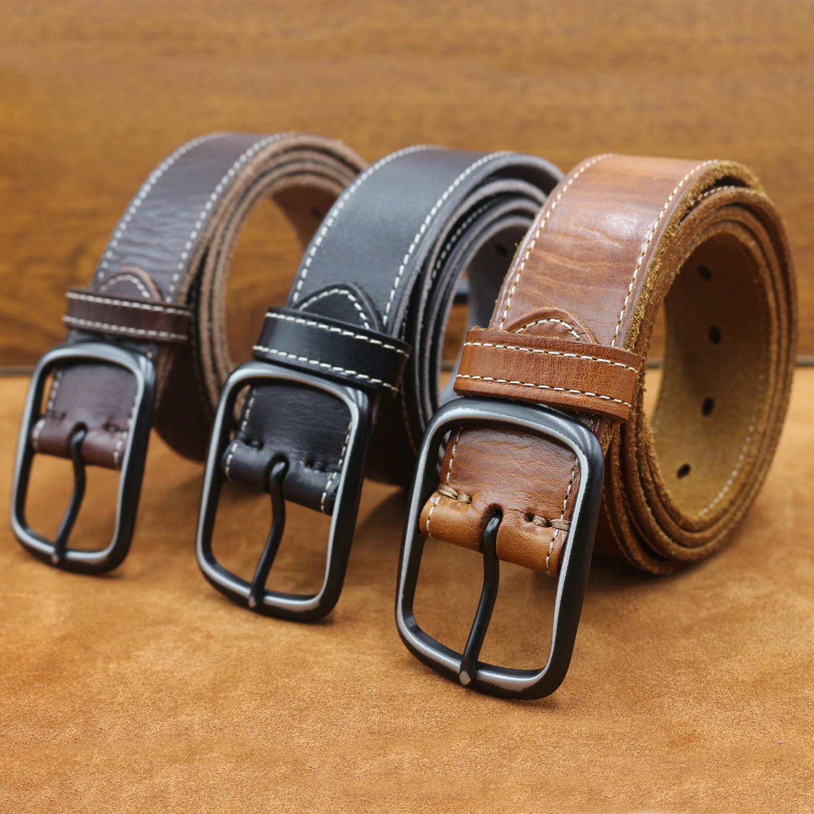 belt male first layer cow leather belt genuine leather strap pin buckle belts for men Cummerbunds ceinture homme