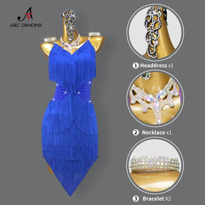 New Latin Dance Dress Sexy Adult Women's Ball Tassel Clothing Practice Wear Prom Costume Ladies Line Suit Samba Skirt Customized