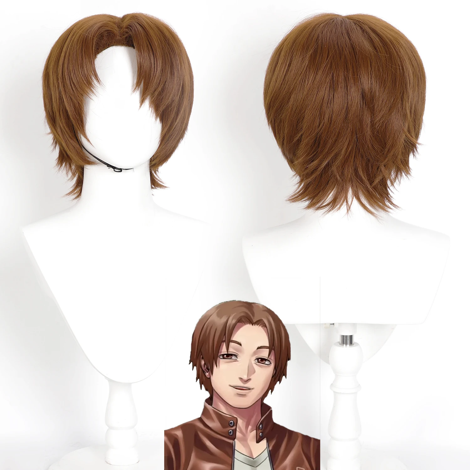 

Парик для косплея Raging Loop, аниме-парик Фусайши Харуаки ‌ Коричневый парик для ролевых игр с челкой, короткий синтетический парик с шапочкой для парика