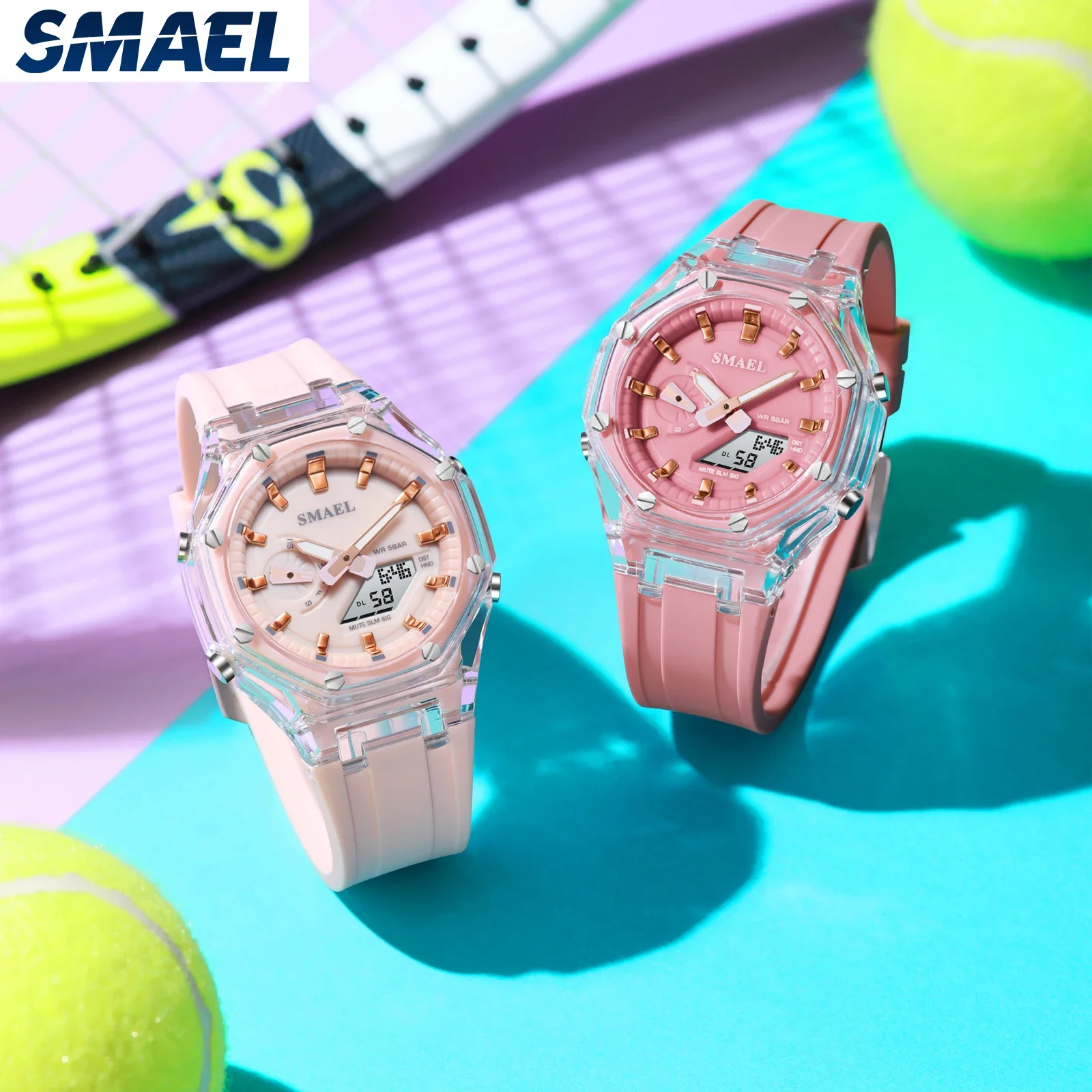 SMAEL 8088 Women Digital Watches Fashion Sports Waterproof Watch Pink Led Light Electronic Movement Wristwatch for Girls Gifts