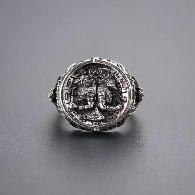 

S925 sterling silver retro thai silver fashion accessories punk style ancient egyptian men single index finger ring