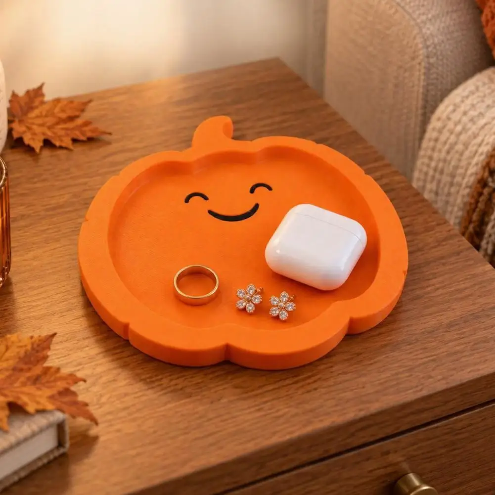 Jewelry Storage Tray Desktop Clutter Organizer 3d Printed Smiling Pumpkin Storage Tray Halloween Jewelry Organizer for Earrings