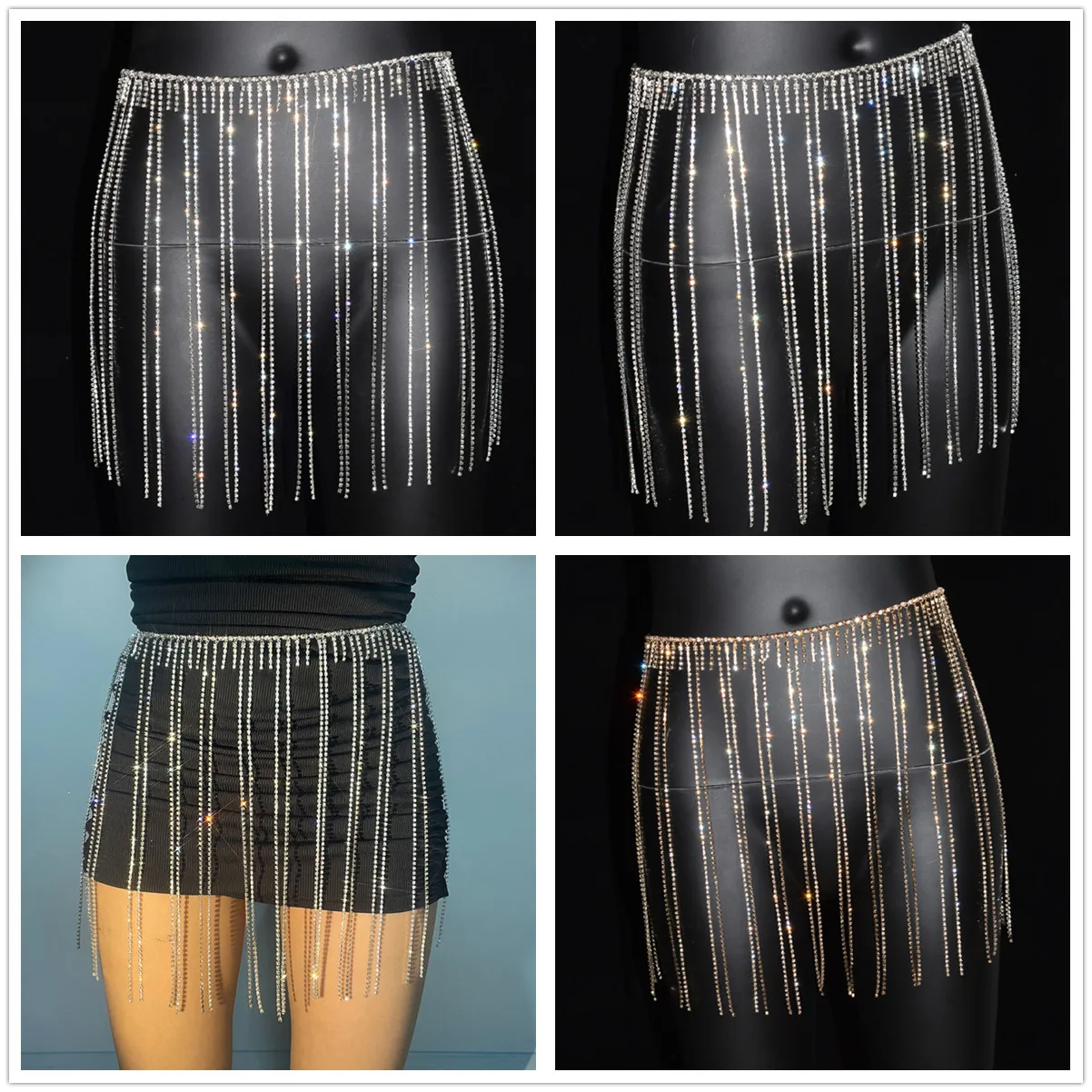 Body sexy Shining Rhinestone Waist chain Skirt Bodysuit women  Fashion Stage Performance Body Chain Outdoor Party Jewelry