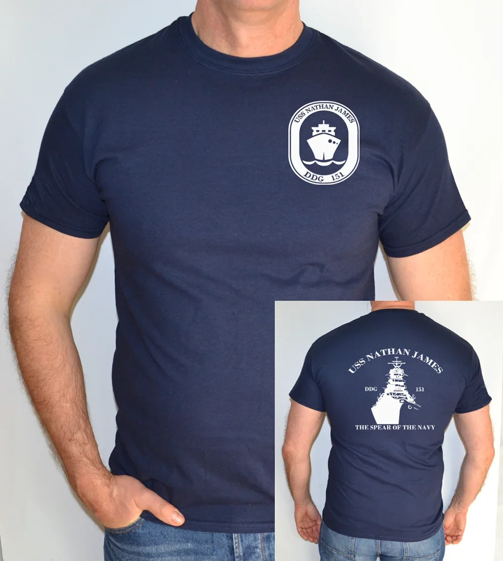 

USS Nathan James DDG-151 men's T-Shirt l'ultima NAVE Serie TV Cotton Round Neck Short Sleeve T Shirt Size NEW S-3XL