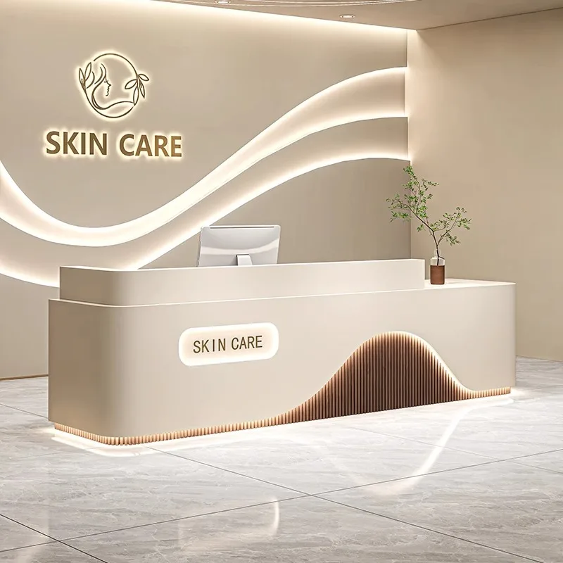 Simple beauty salon front desk Medical beauty baking paint company information desk Hotel bar Health club checkout page Receptio