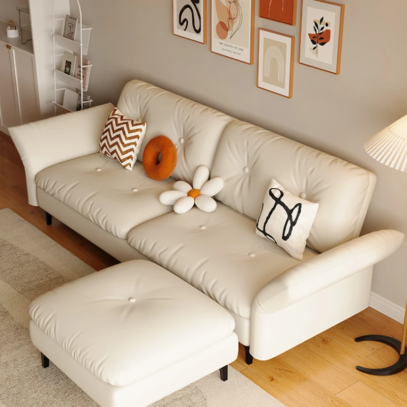 

Leather sofa bed, small apartment, dual-purpose folding sofa bed, rental apartment, living room, three-seater fabric sofa