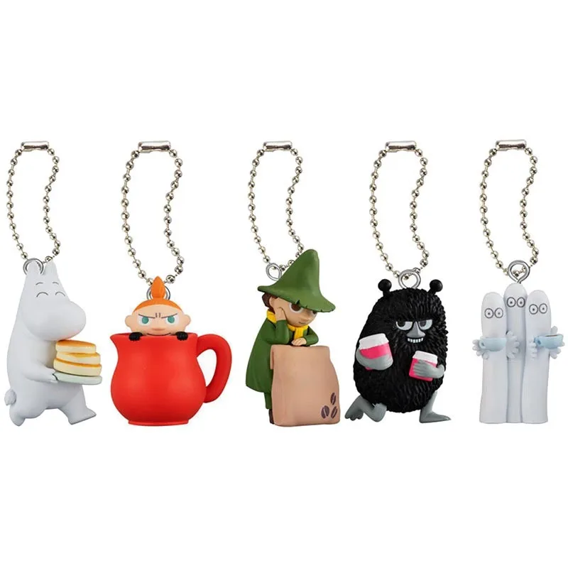 5Pcs/set Genuine Bandai Gashapon MOOMIN Cafe character design with miniature scene decorations Cartoon Model Toys Gift