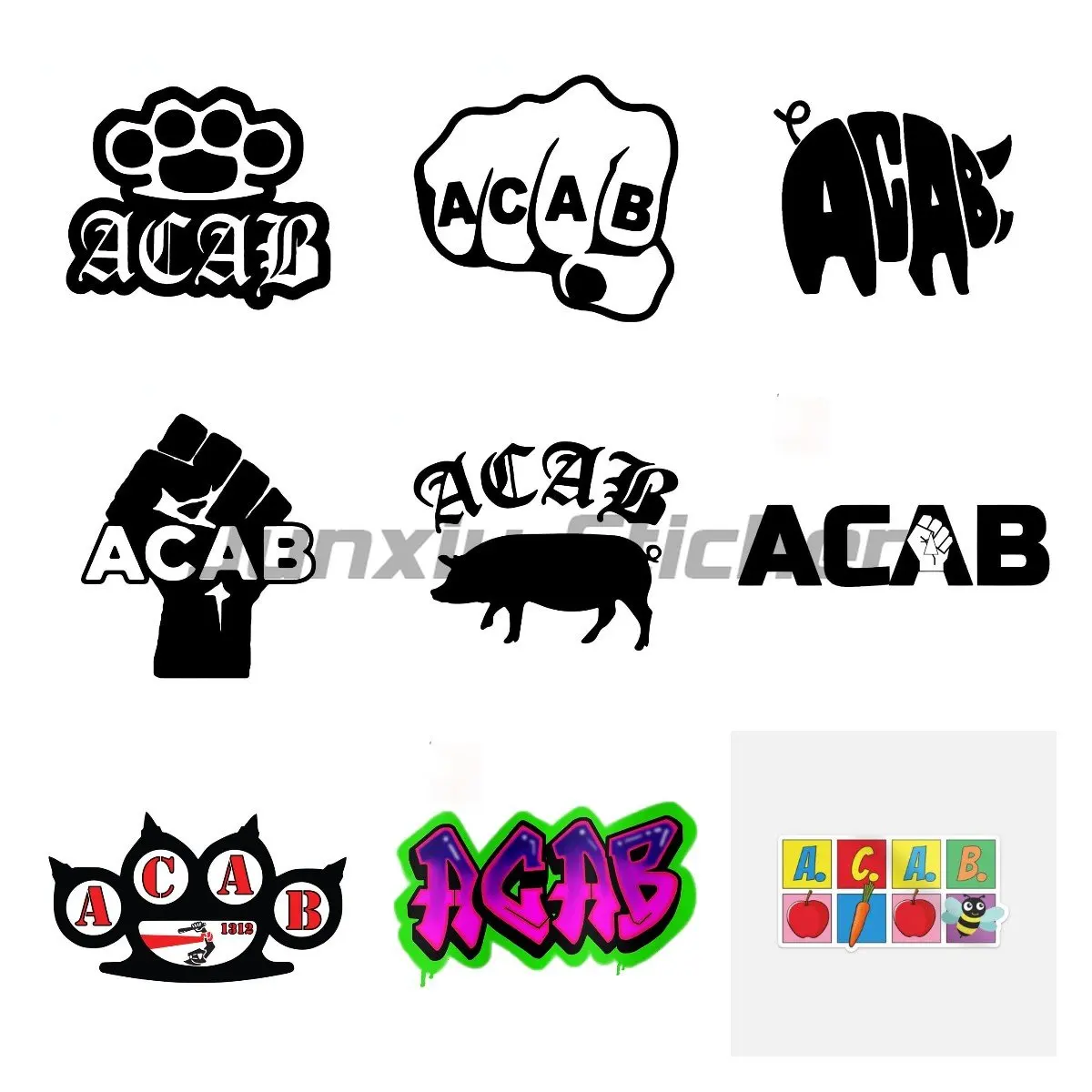 ACAB Text Car Sticker Funny Vinyl Decals Motorcycle Accessories Stickers