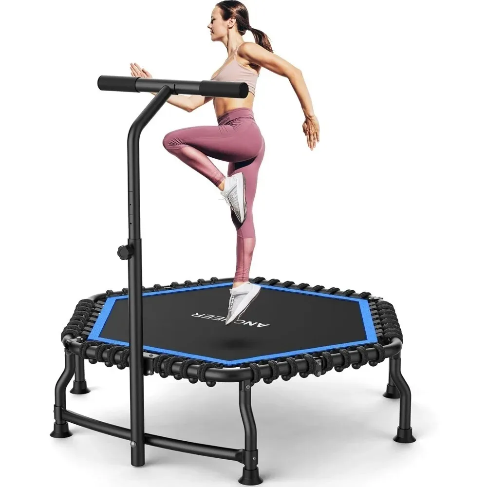تخفيضات كبيرة - ترامبولين ريبوندر 50 بوصة للبالغين مع شريط، ترامبولين صغير 550 رطلاً، تمرين هادئ بنجي القفز على القلب #1