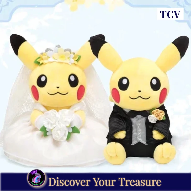 

Tcv 20cm Pokemon Western Wedding Pikachu Couple Plush Doll Anime Figure Stuffed Toy Cute Gift Fan Wedding Decoration Collectible