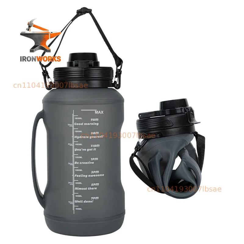 Large-capacity water bottle,  silicone straw curly cup, shatterproof and high-temperature resistant, sports water cup