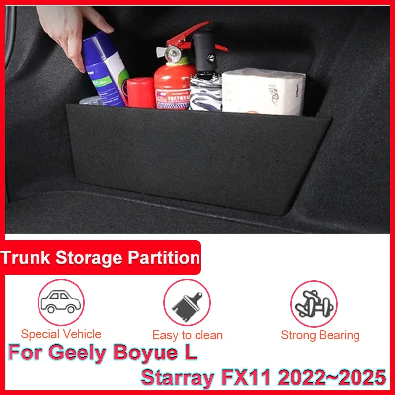 

Car Trunk Storage Partition Multifunction Storage Box For Geely Boyue L Starray FX11 2022~2025 Trunk Side Partition Auto Part