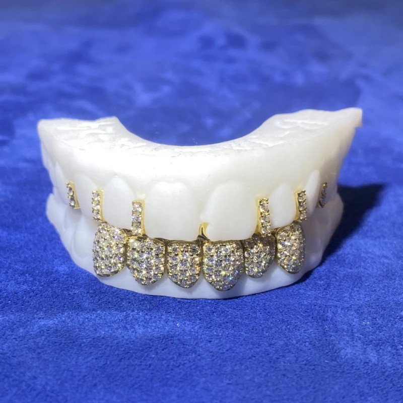 925 silver mozzarella diamond sealant honeycomb hip hop dental decoration Europe and America